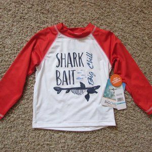 NWT Big Chill 4 Shark Bait L/S Rash Guard Swim Shirt White Orange